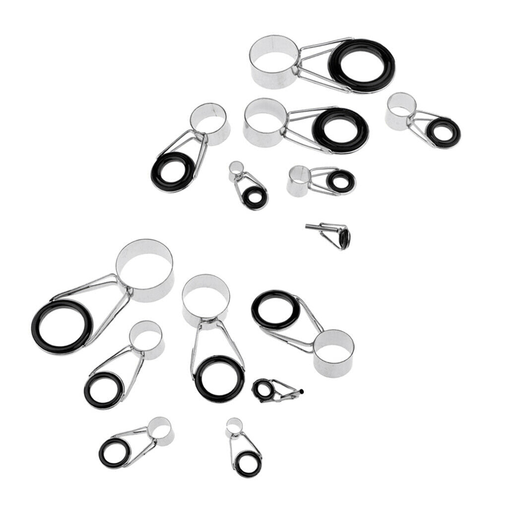 14Pcs Ceramic Fishing Rod Guide Tip Top   Pole Rod Repair Kit Eye Rings
