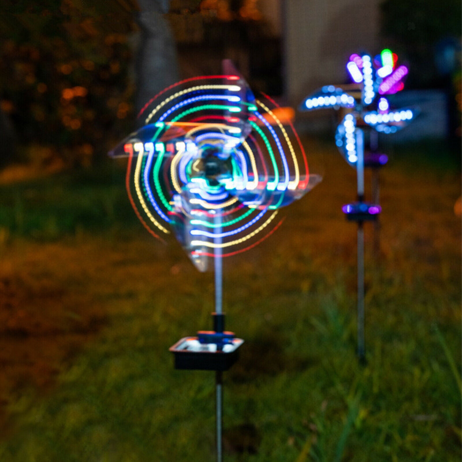 2 Pack 32 LED Windmill Solar Ground Garden Light Path Lighting for Christmas