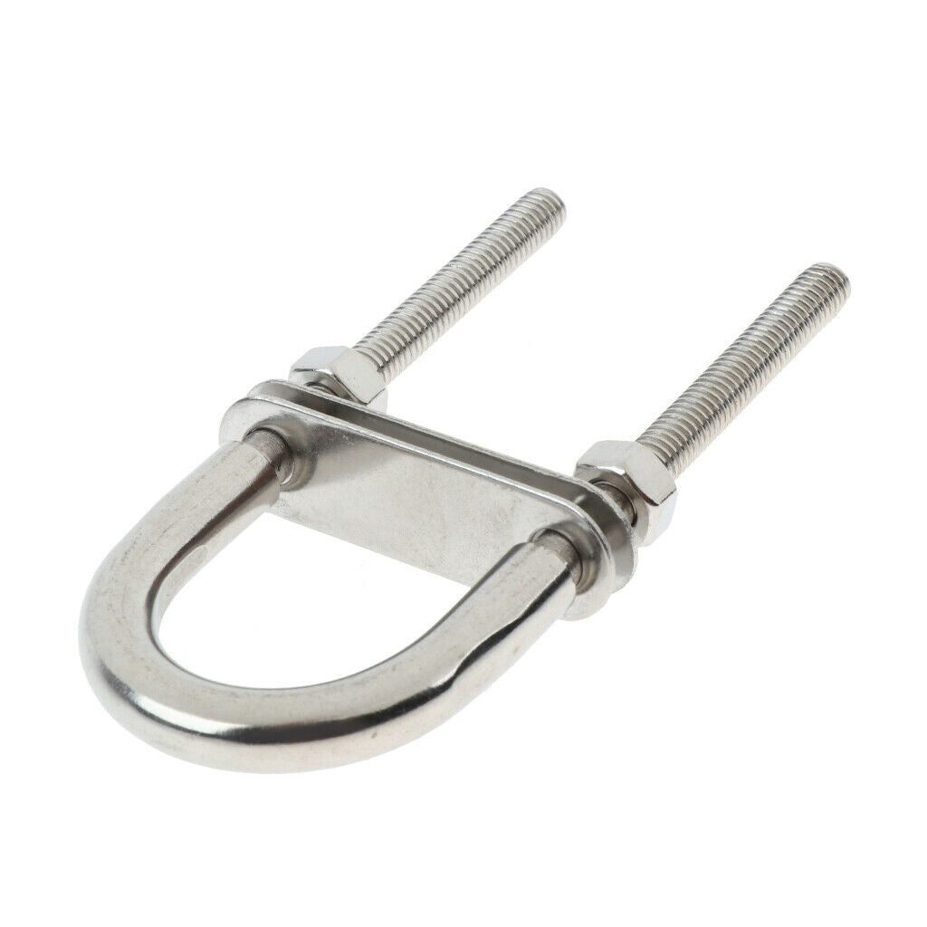 2 Pcs Marine Stainless Steel Heavy Duty Bow Eye with Safety Lock Nut (M6) Stock