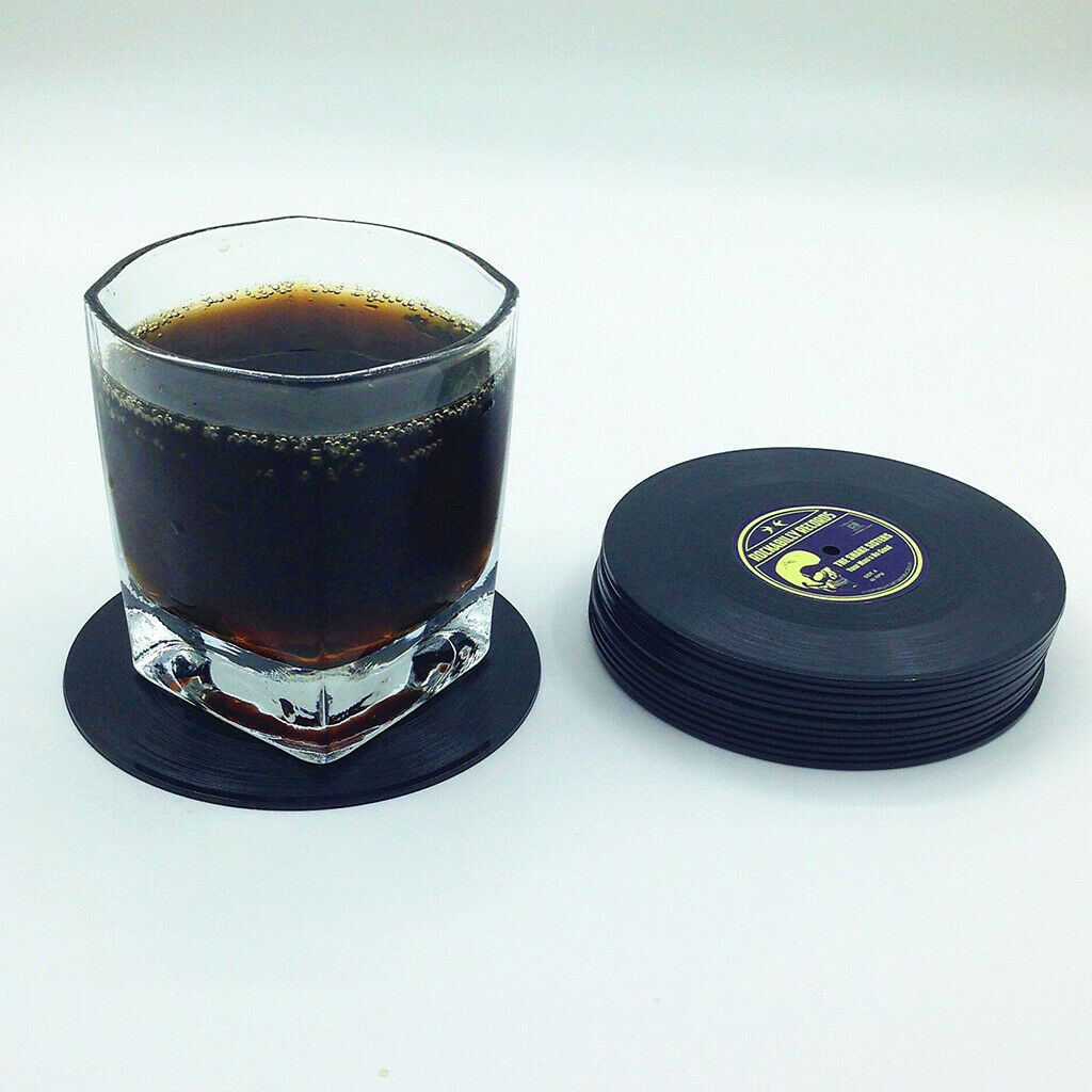 Retro 6pcs Cup Mat Pad Anti-skid Coasters Placemat 10.5cm in Dia Black