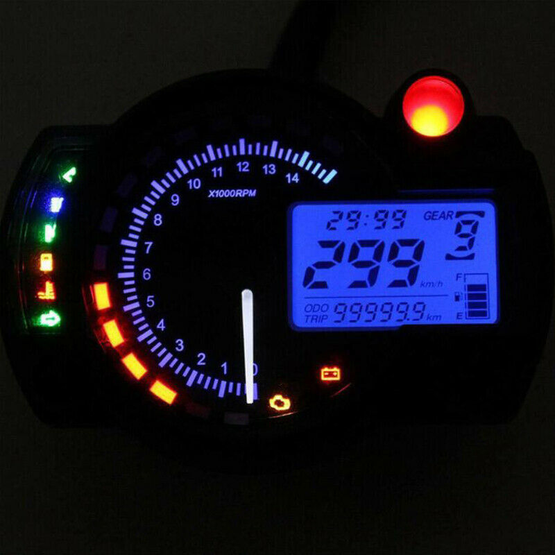 15000rpm Motorcycle Speedometer Gauge Universal LCD Digit Tachometer Odometer