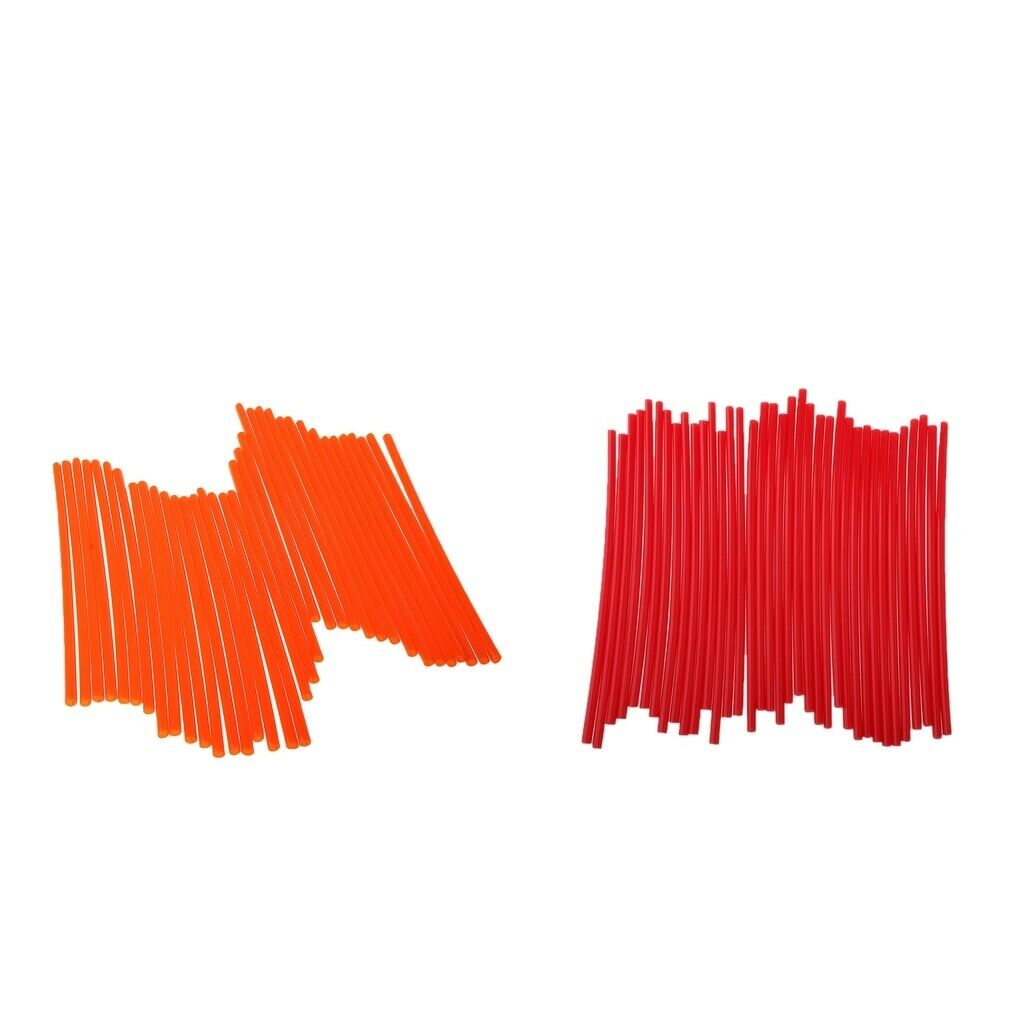 72 Pieces Universal Motorcycle Wheel Rim Spoke Wraps Skins Cover Red+Orange