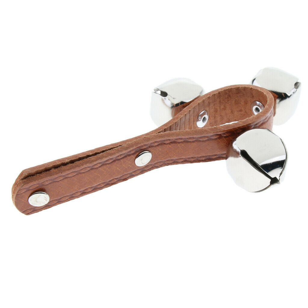 Jingle Bells Musical Instrument with Leather Strap for Baby Kids  3 Bells