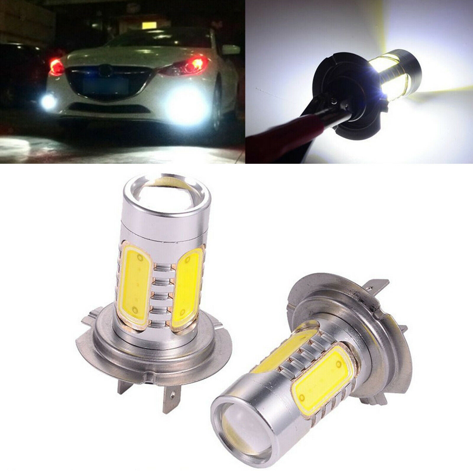 H7 7.5W LED Fog Light Bulb 2x 12V DC 6500K-7000K White Light for Truck