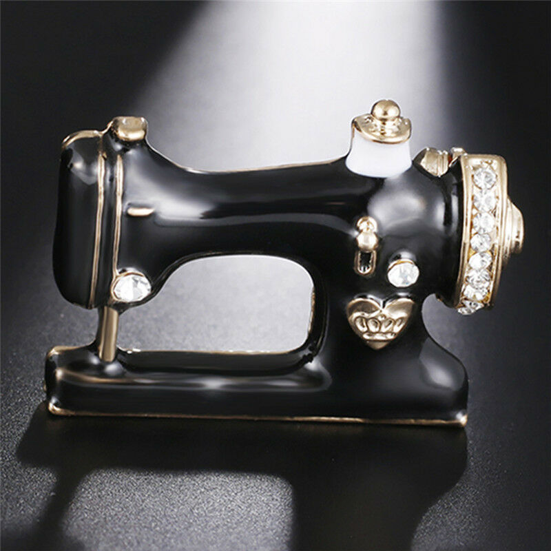 Sewing Machine Brooch Pin Black Enamel Brooch Collar Scarf Decoration Jew.l8