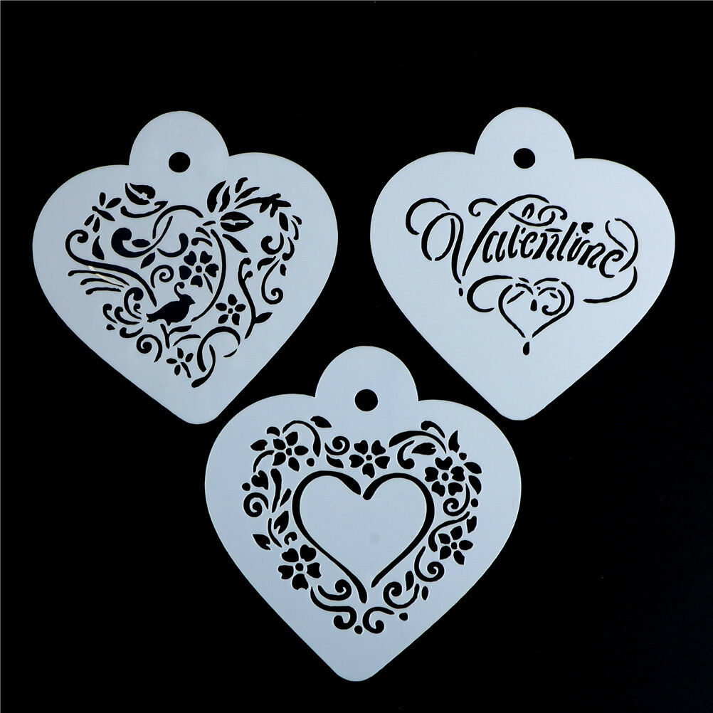 Valentine Cappuccino Coffee Stencils Cake Template Mold Strew Flowers To .l8