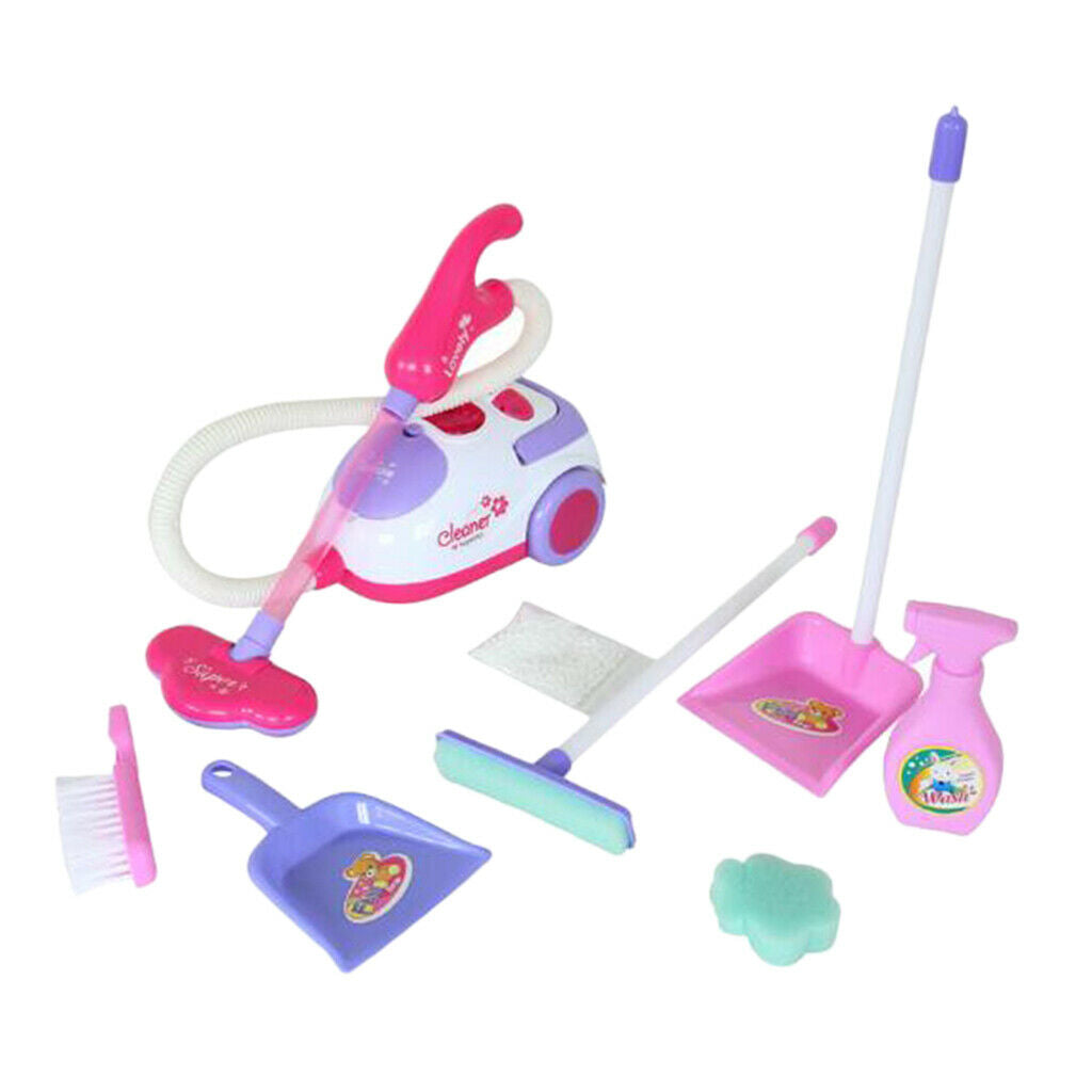 Pretend Play Vacuum Cleaner Set Mini Light Sounds Broom Toys for 3+ Kids