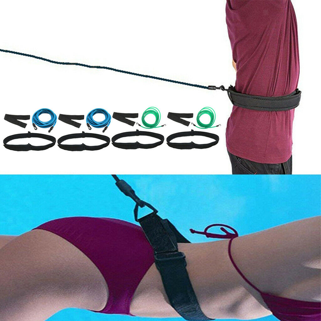 4 Set 3.0M Swim Training Belt Stationary Swimming Swim Training Tool Harness