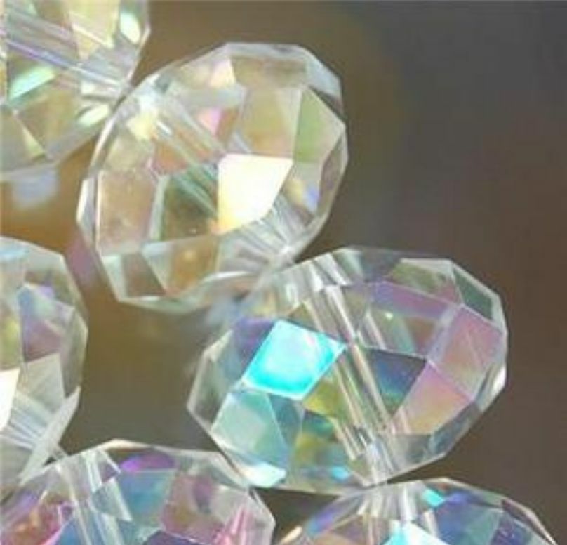140pcs White Multicolor Natural Crystal Loose Bead 7x10mm