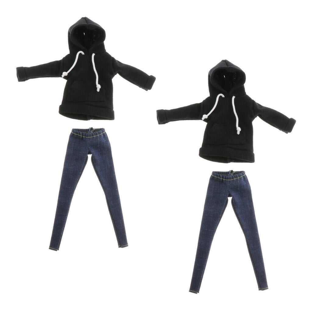 2 Packs BJD Costume Hoodie & Jeans Pants for 1/6 SD Dress Up Accessory