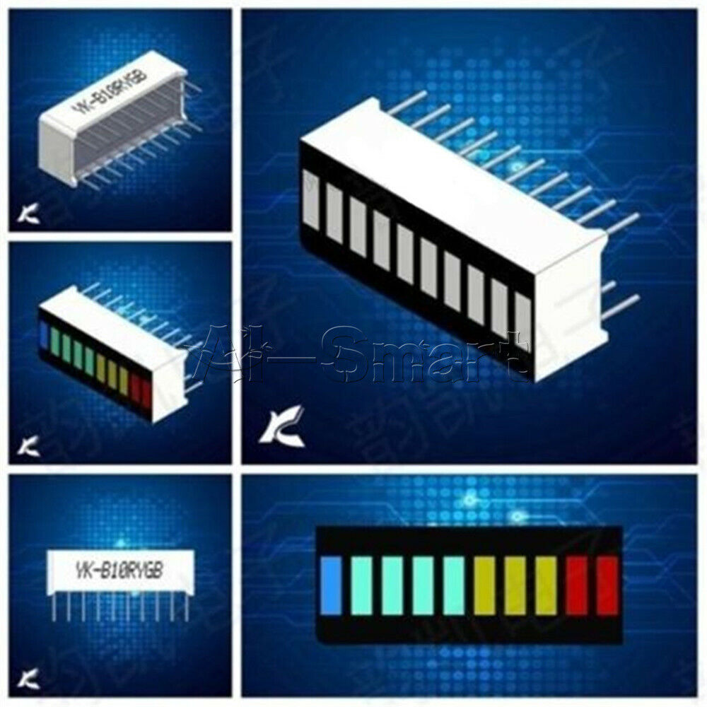 5PCS Colorful 10 Segment LED BAR Graph Indicator DIP Blue Green Yellow Red