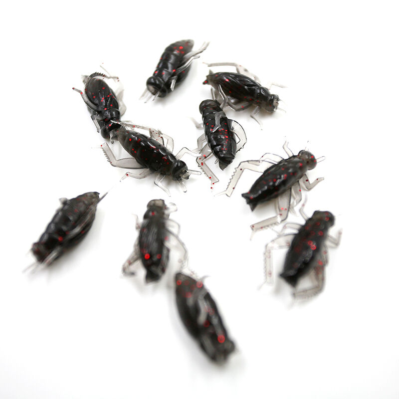 10pcs/Bag Cricket Fishing Lures Black Soft Insect Artificial Bait_DD