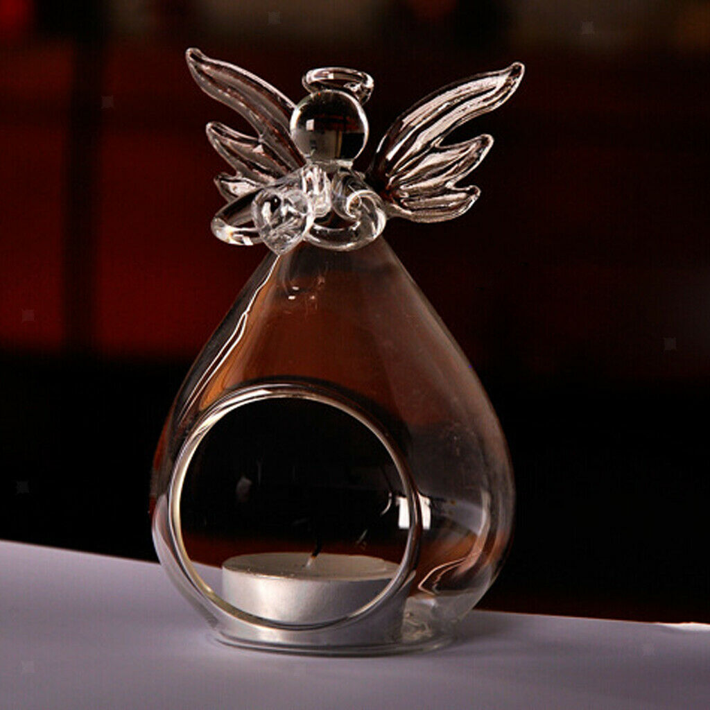 Angel Wing Glass Tea Light Candle Holder Cactus Planter Vase Terrarium Decor