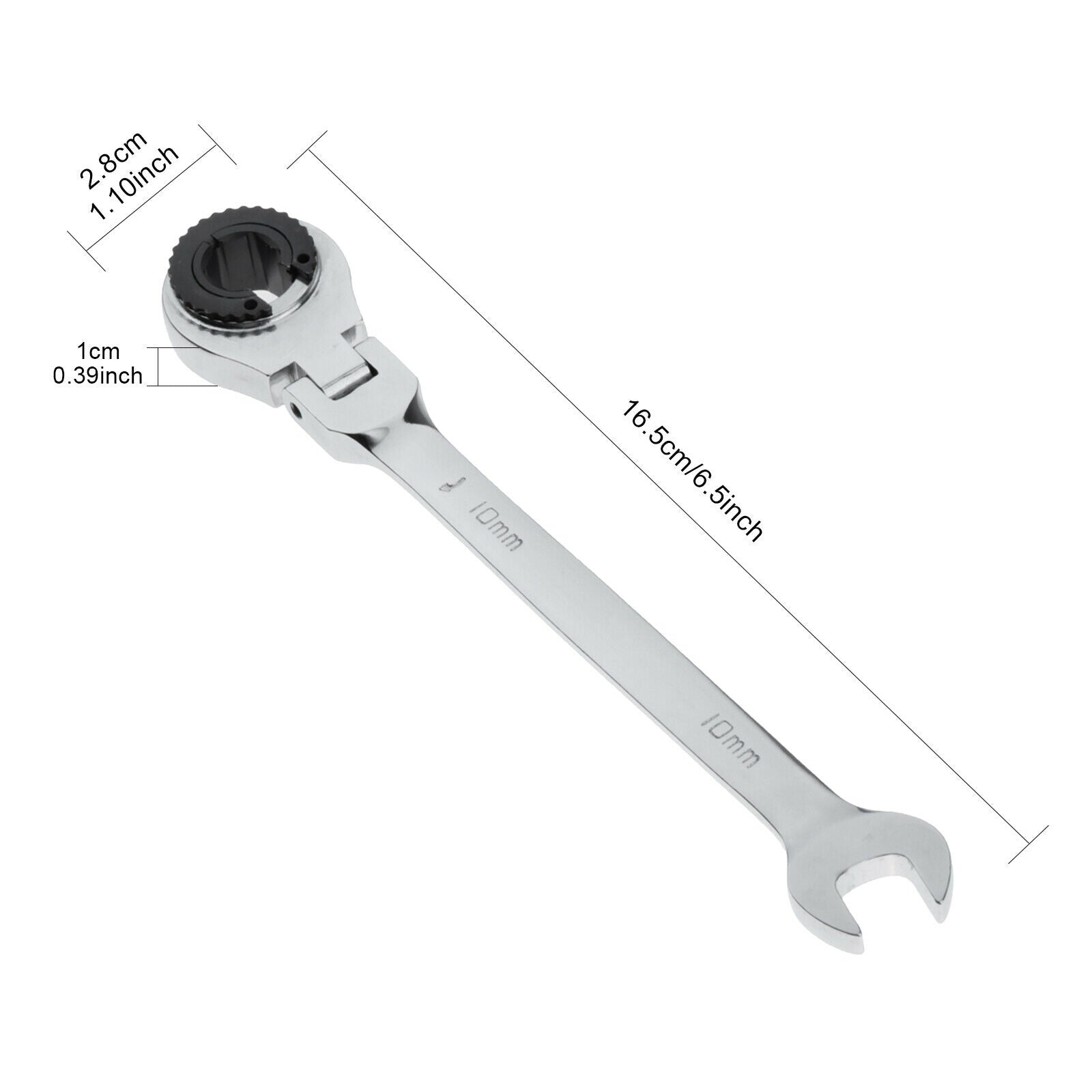 Metric Tubing Ratchet Wrench Horn 72 Tooth Durable Steel Open End 10mm