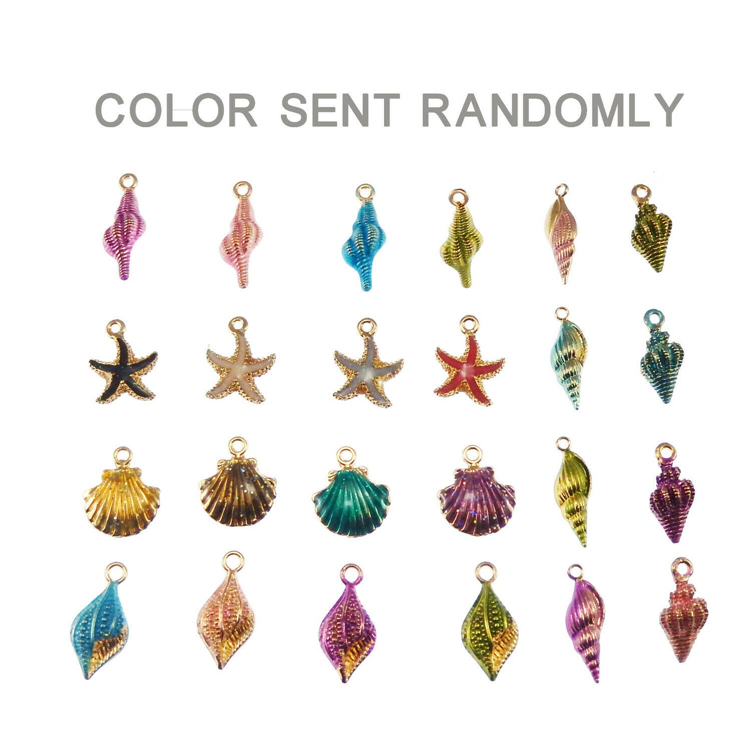 20 Mix Shells Charms Enamel Seashells Pendant DIY Nautical Jewelry Craft 1-2cm