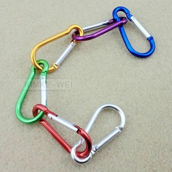12PCS 6 COLORS GOURD SHAPE ALUMINUM SELF LOCKING CARABINER CLIP