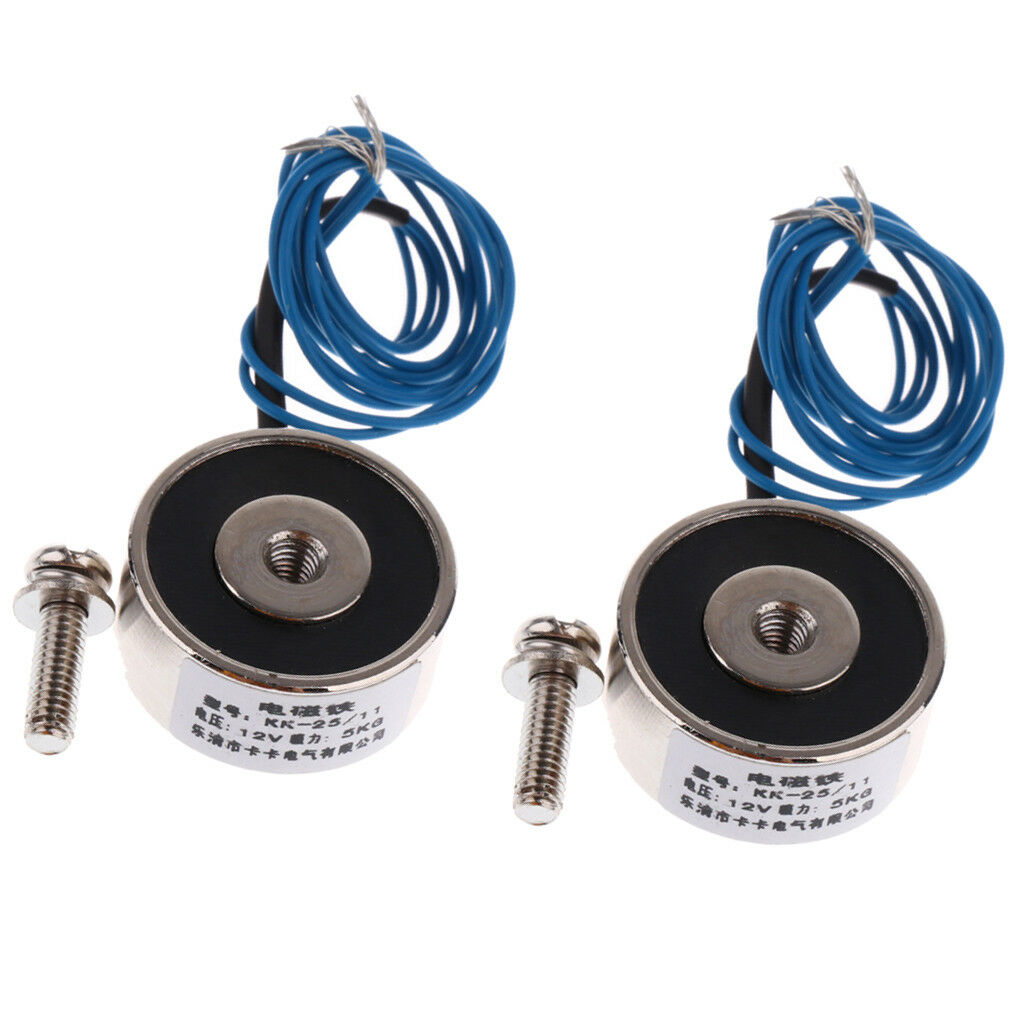 2Pcs Electric Magnet 5Kg DC 12V Solenoid Suction Electromagnet Lift Holding