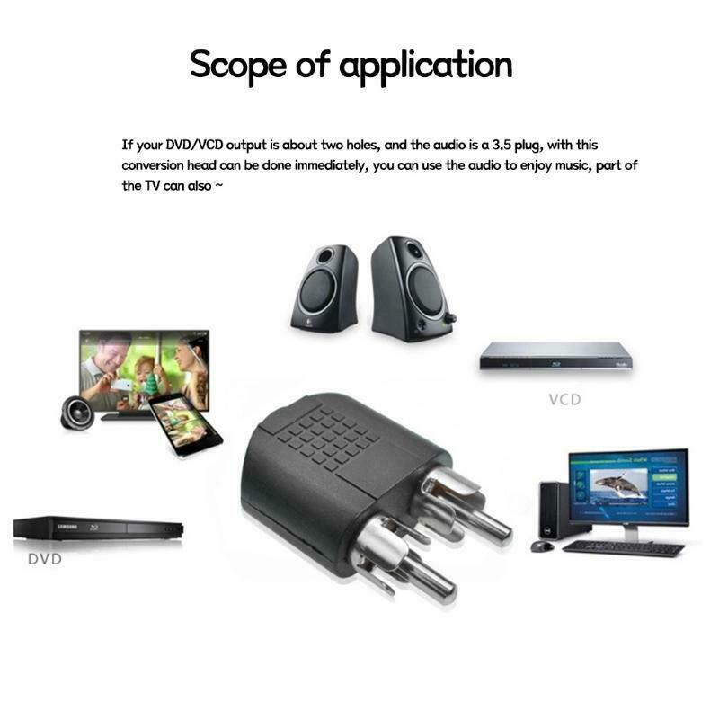 3.5mm Female To Double Male Audio (RCA) Jack Adapter 1 Female To 2 Male 1/8in