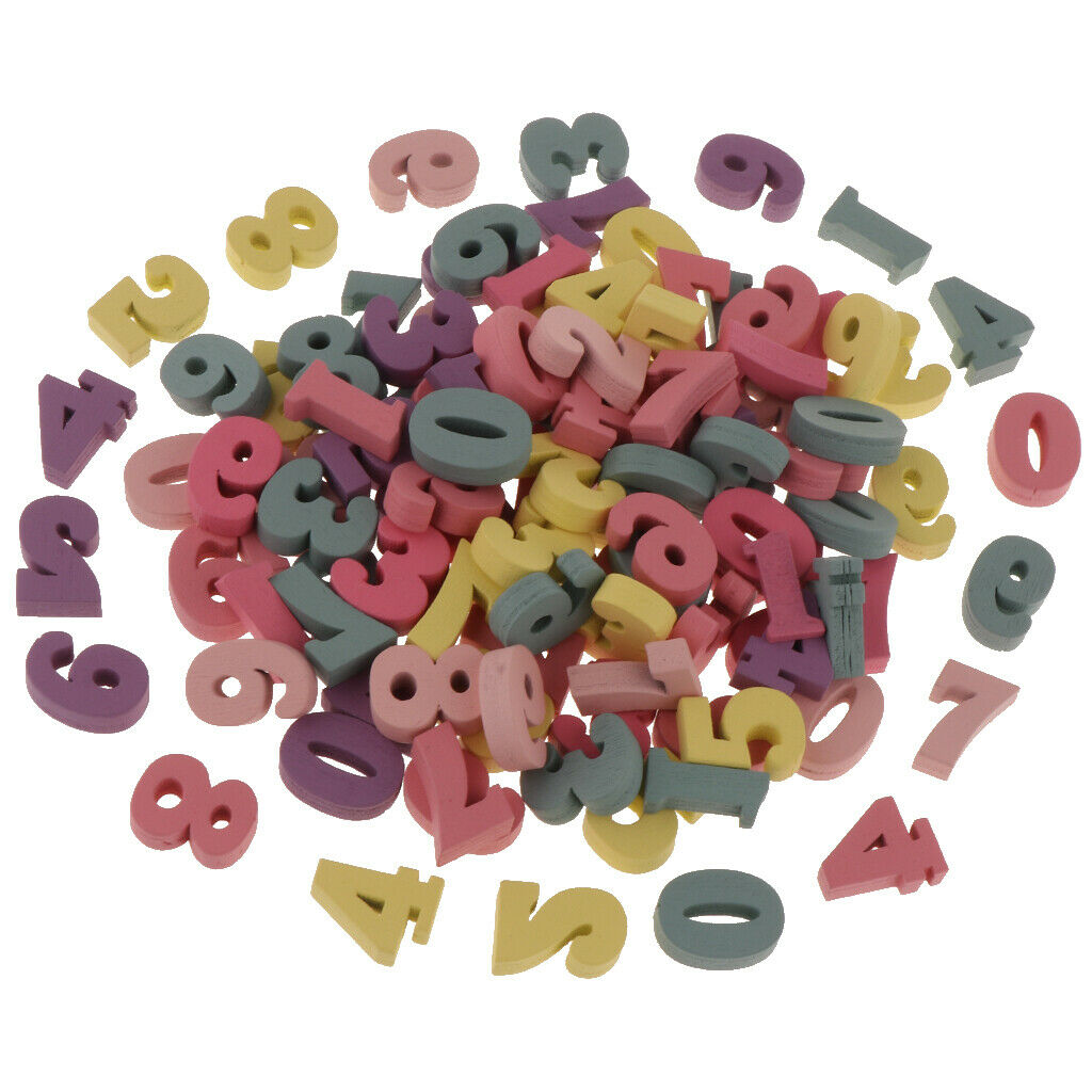 100pcs Wood Embellishments Wooden Numbers Scrapbooking DIY Craft Kids Toys