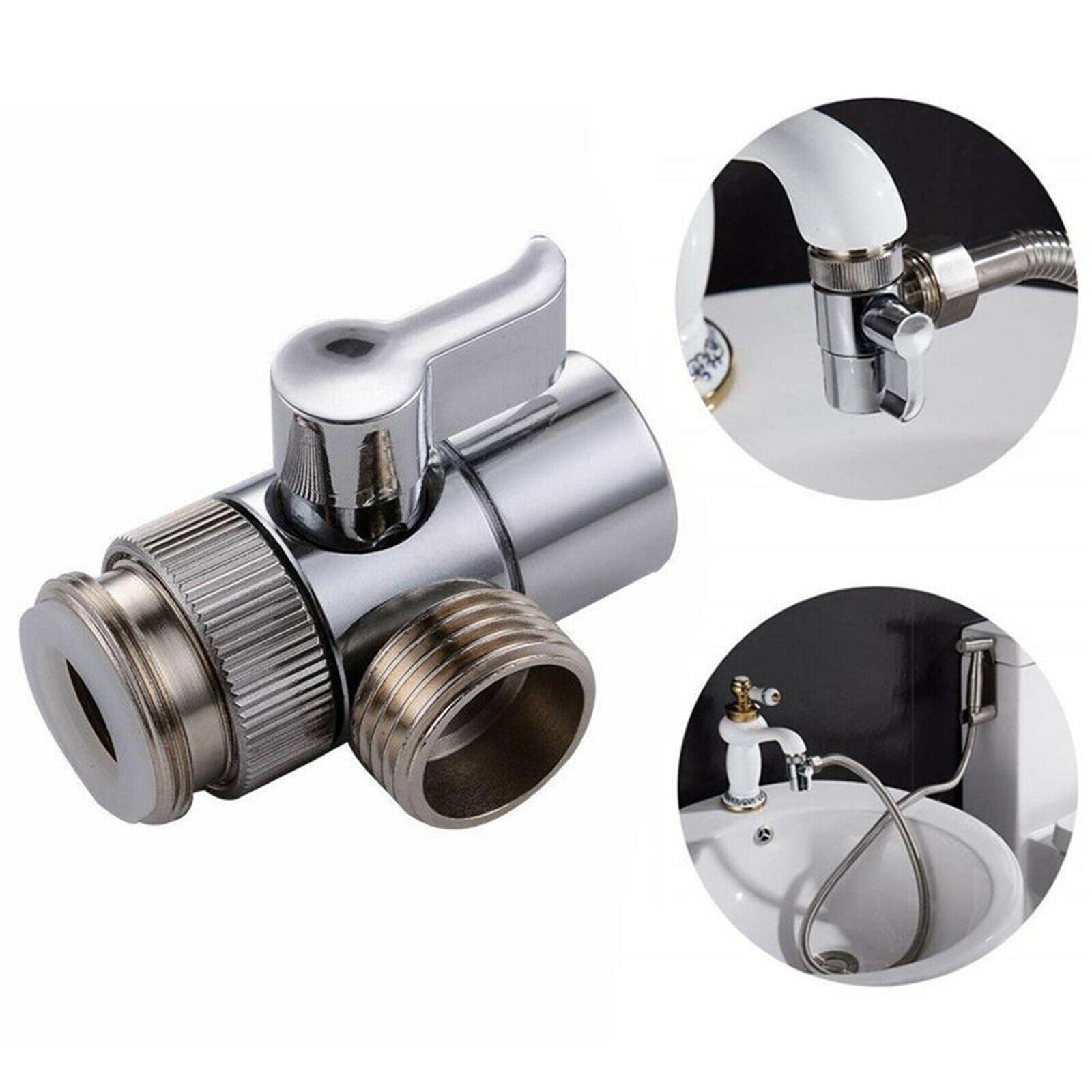 Brass T-adapter 3 Ways Valve For Diverter Bath Toilet Bidet Sprayer Shower Head