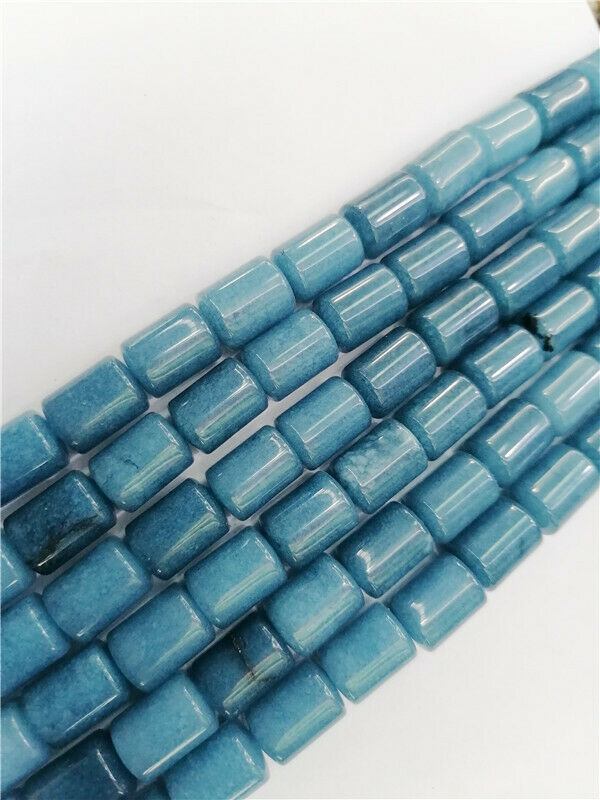 1 Strand 14x10mm Blue Malay Jade Cylinder Spacer Loose Beads 15.5inch HH8827