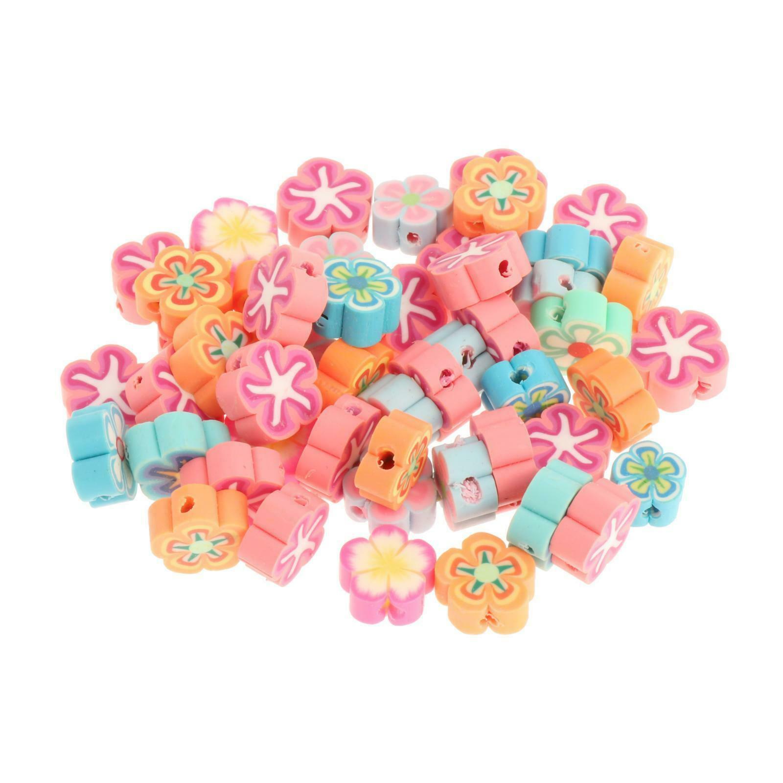 50 Pieces Soft Pottery Beads Charms for Jewelry Making Necklace Plum Bossom