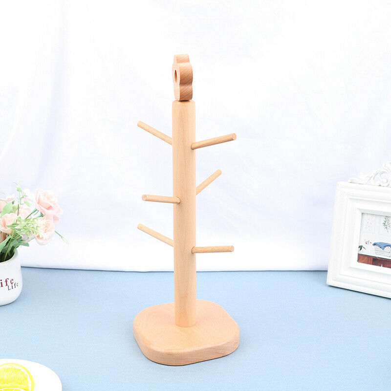 Coffee Tea Cup Rack Storage Stand Home Kitchen Mug Hanging Holder Shelf WoodBDA