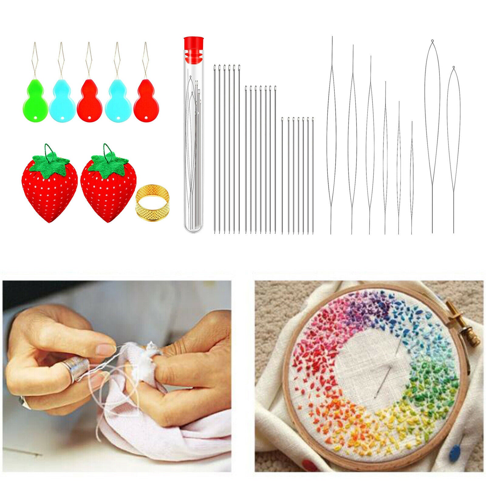 37Pcs Big Eye Beading Needles Thread Needles for Bracelets Jewelry Making