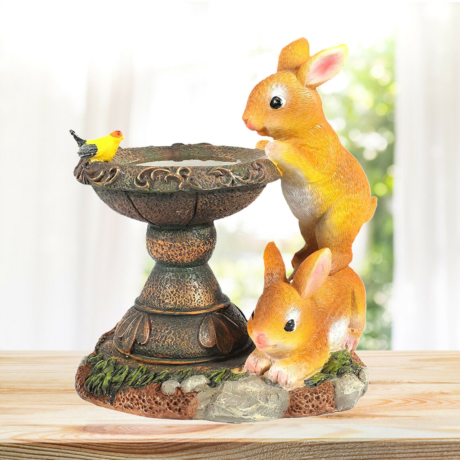 Home Rabbit Statue Courtyard Solar Powered LED Light Yard Patio Decor Craft