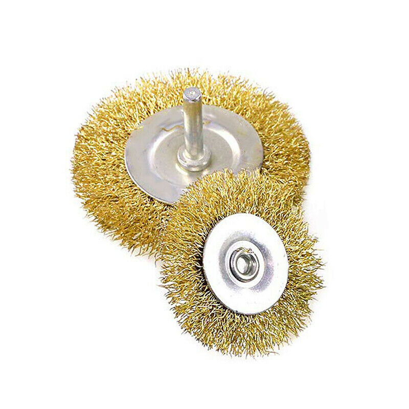 9Pcs Brass Coated Wire Drill Brush Wheel Cup Brush Set 1/4-Inch Shank Rust HN US