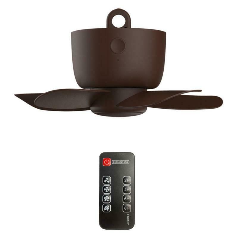 USB Rechargeable Remote Control 8hours Timer 4 Speed Ceiling Fan for Tent Home