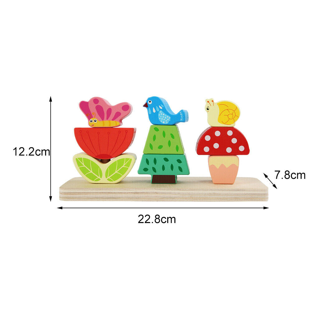 Stacking Toys Shape Sorting Wooden Pillar Blocks for Kids Children Toddlers