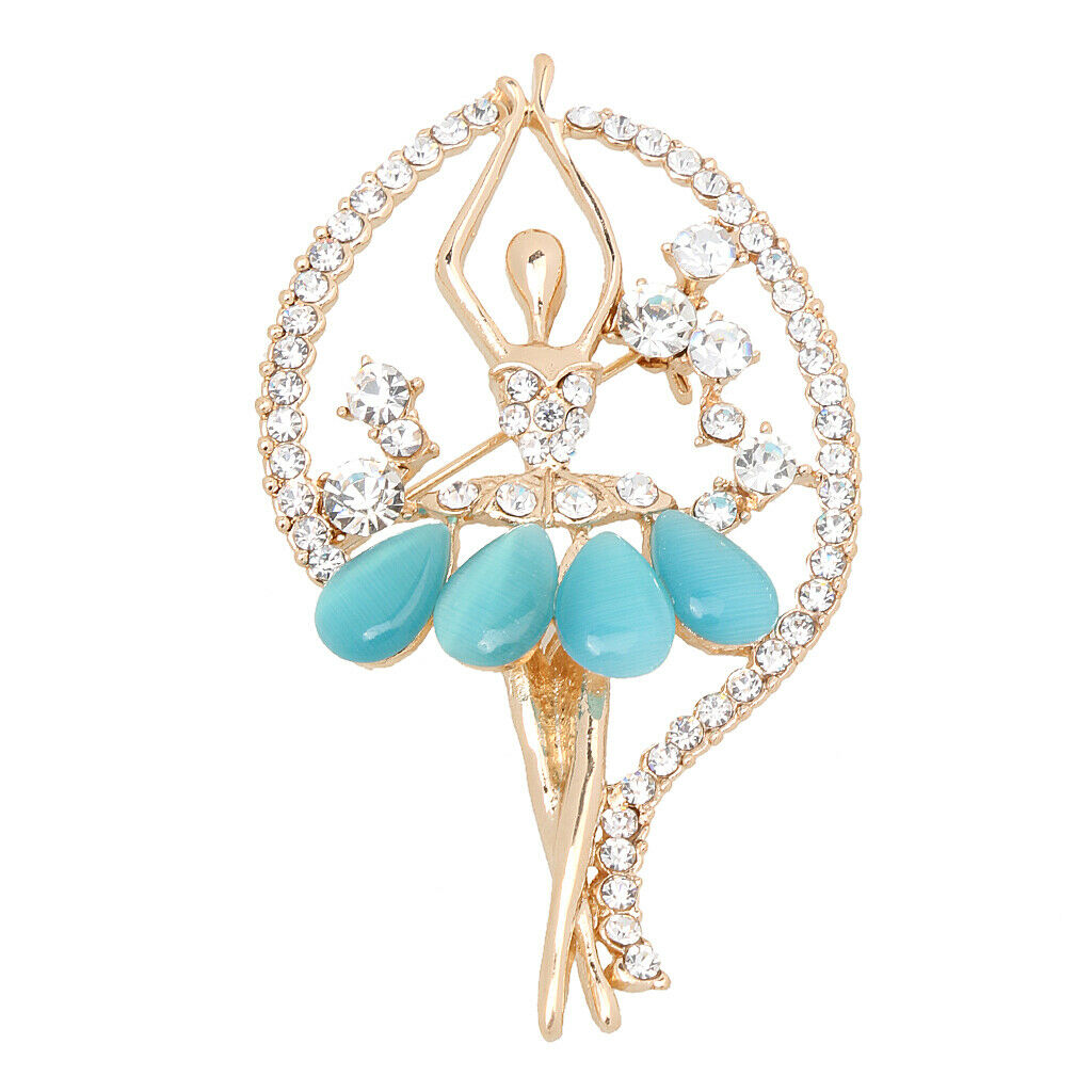Rhinestone Crystal Ballerina Broach Pin   Wedding Gift Blue