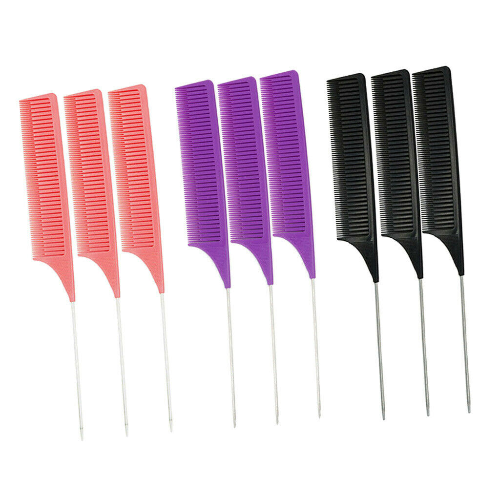 9Pcs Section Weave Highlighting Foiling Hair Combs Salon Barber Styling Comb