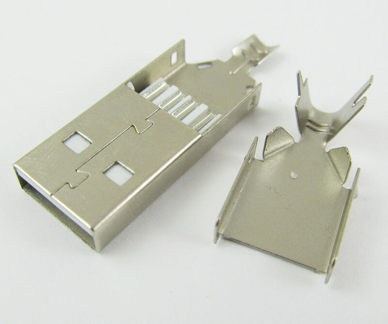 10sets Shell Housing A Type USB 4 Pin Male Plug Socket Connector PC Use Metal