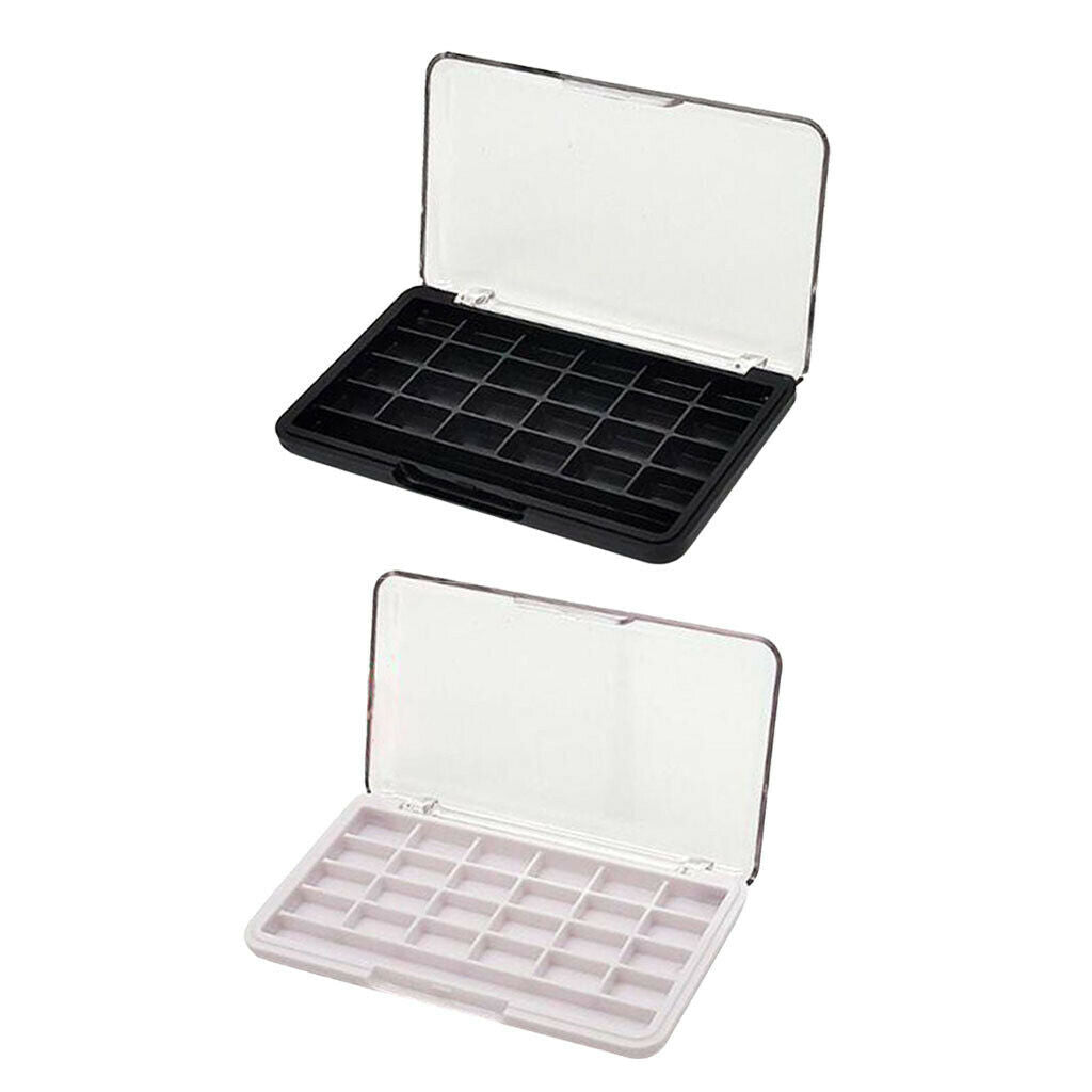 2 Pieces 24 Slots Eyeshadow Palette Box Blush Powder Holder Case White+Black