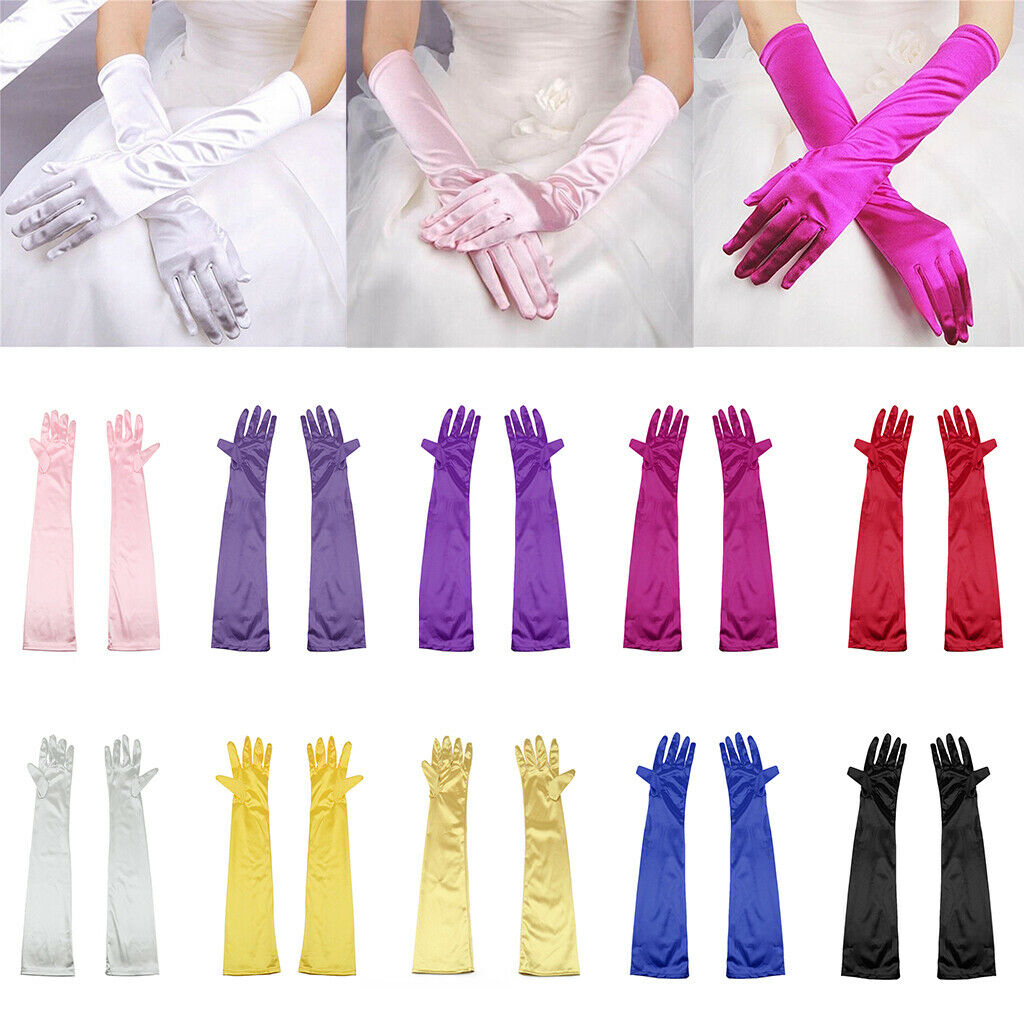 2Pairs Long Gothic Operon Satin Gloves Fancy Dress Woman