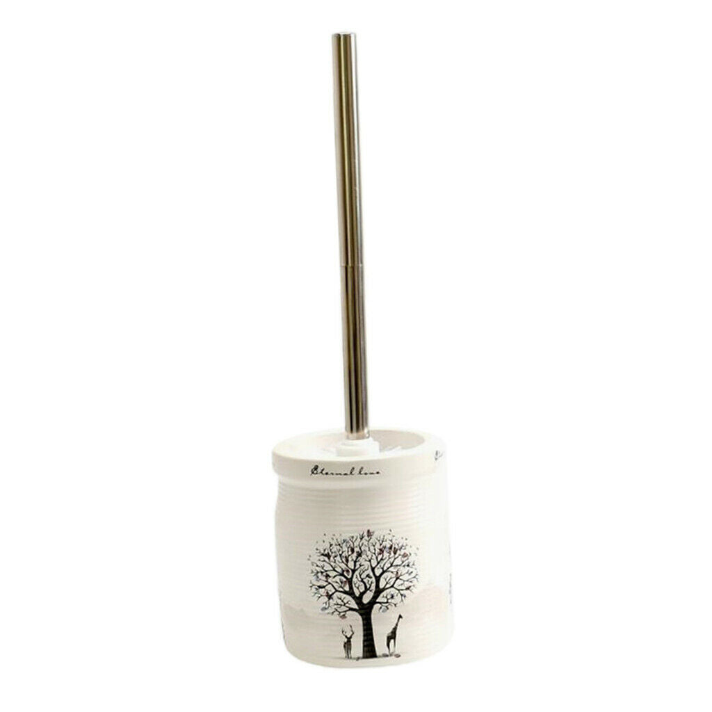 Nordic Toilet Ceramic Cleaning Brush W/ Handle Base For Bathroom Toilet