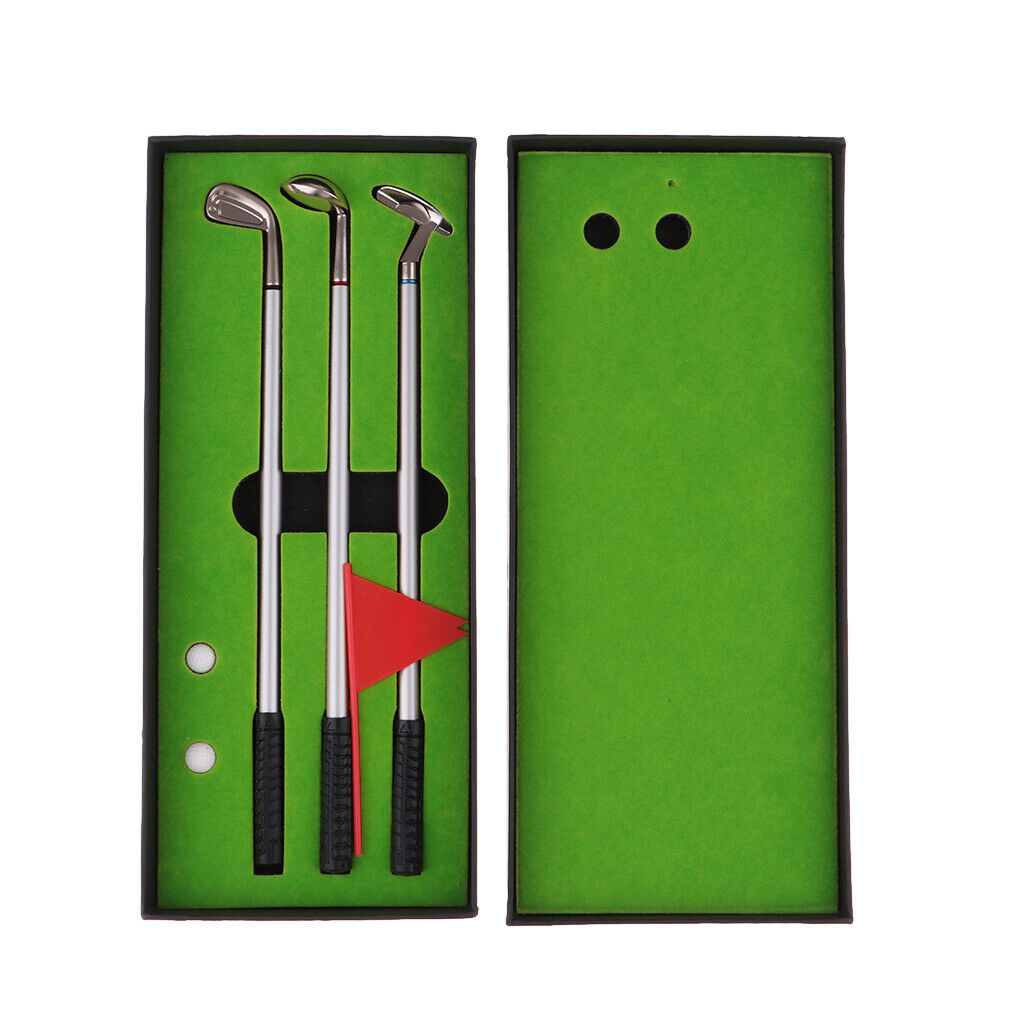 Golf Pen Set Mini Desktop Golf Game Putting Green Flag Ballpoint Pens Red