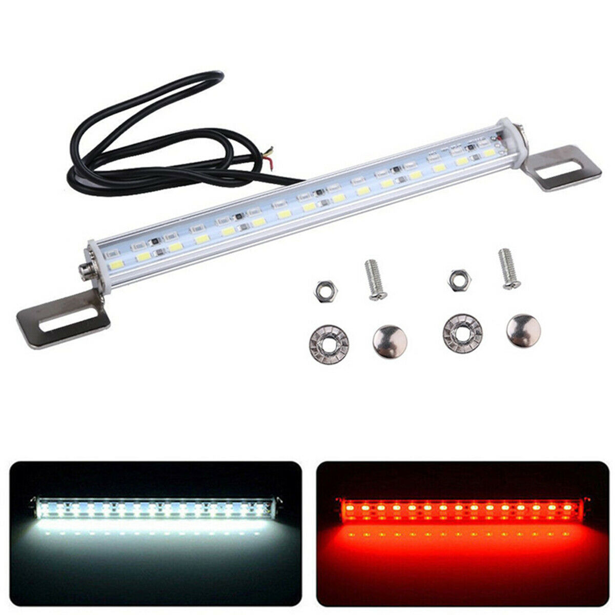 RED + WHITE 12V LED Lamps for Car License Plate Lights Backup Reverse Light