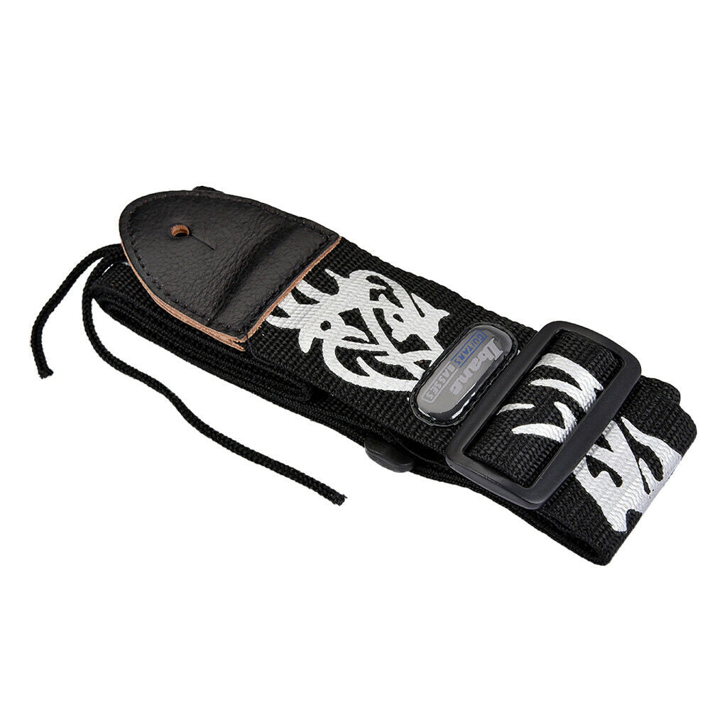 Novelty Nylon Strap Belt Black Blaze Pattern for Guitars Bass Mandolin Parts
