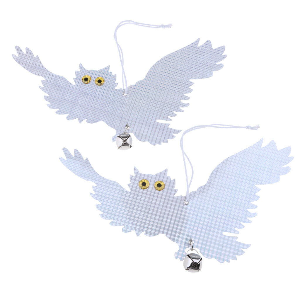 2pcs Plastic Flying Owl Decoy Bird Repellent with Bell Garden Protector