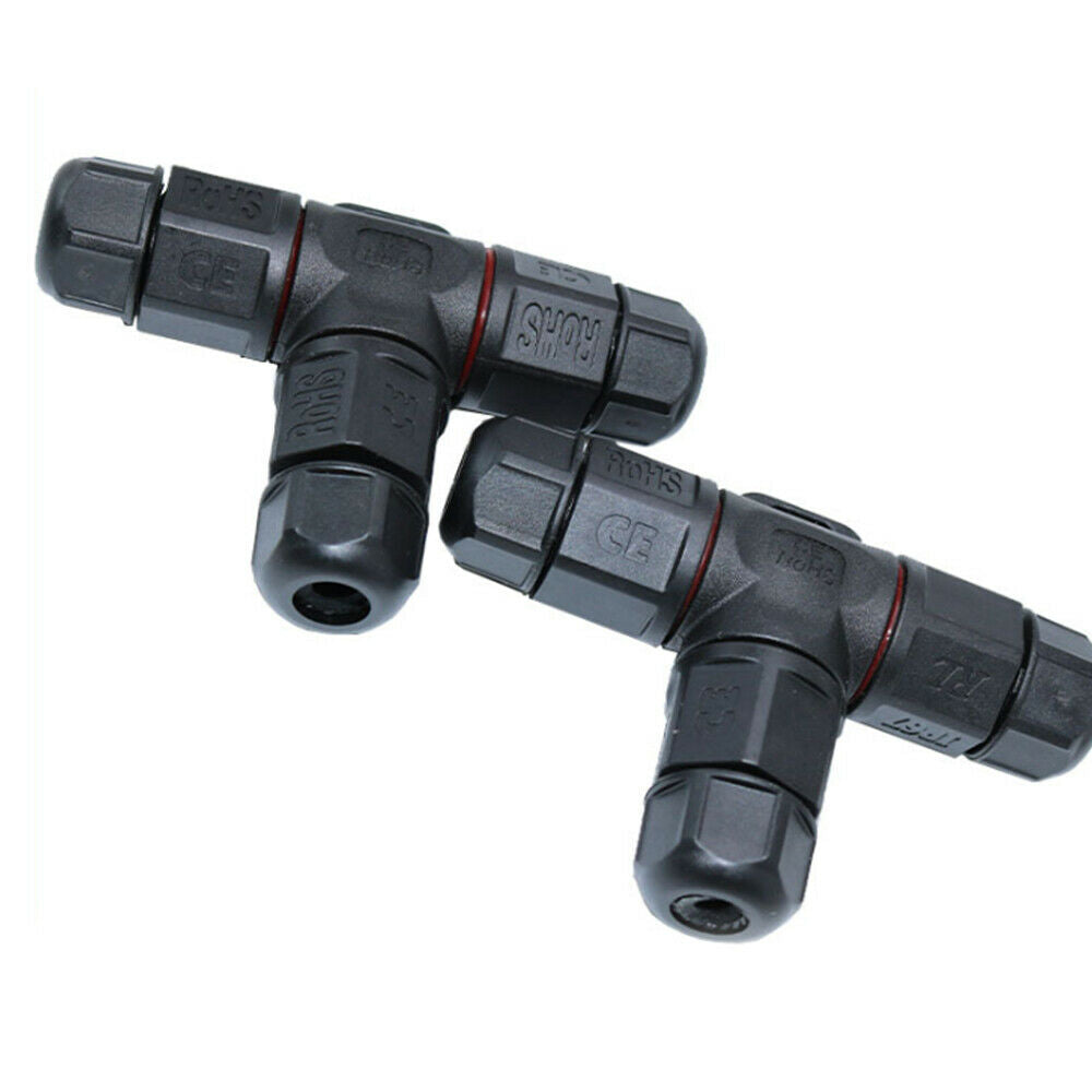 IP67 3PIN T Type Waterproof Connector 250V24A Quick Cable Gland Sleeve Connector