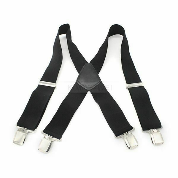 5cm Mens Suspenders X Style & 4 Clips Adjustable Fits All Heavy Duty Braces