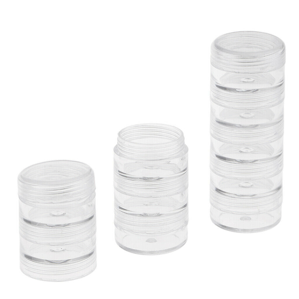 2 Set 5 Storage Clear Container Screw Top Jar For Small Crafts Bead Findings