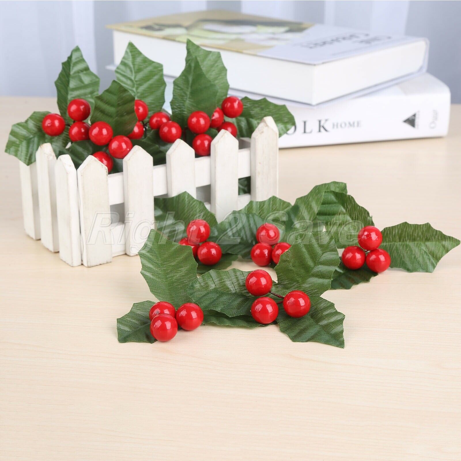 10Pcs Wedding Artificial Leaf Holly Berries Decoration Party Silk Leaf Flowers