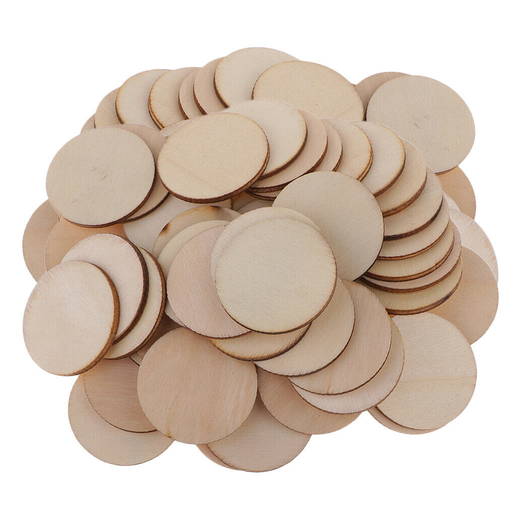 100x Blank Wood Plaque Pieces for DIY Painting Drawing Engraving Craft 35mm