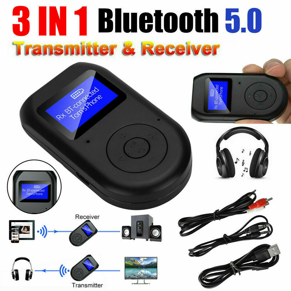 3In1 Bluetooth 5.0 Transmitter Receiver Wireless Audio 3.5mm Adapter For TV/PC