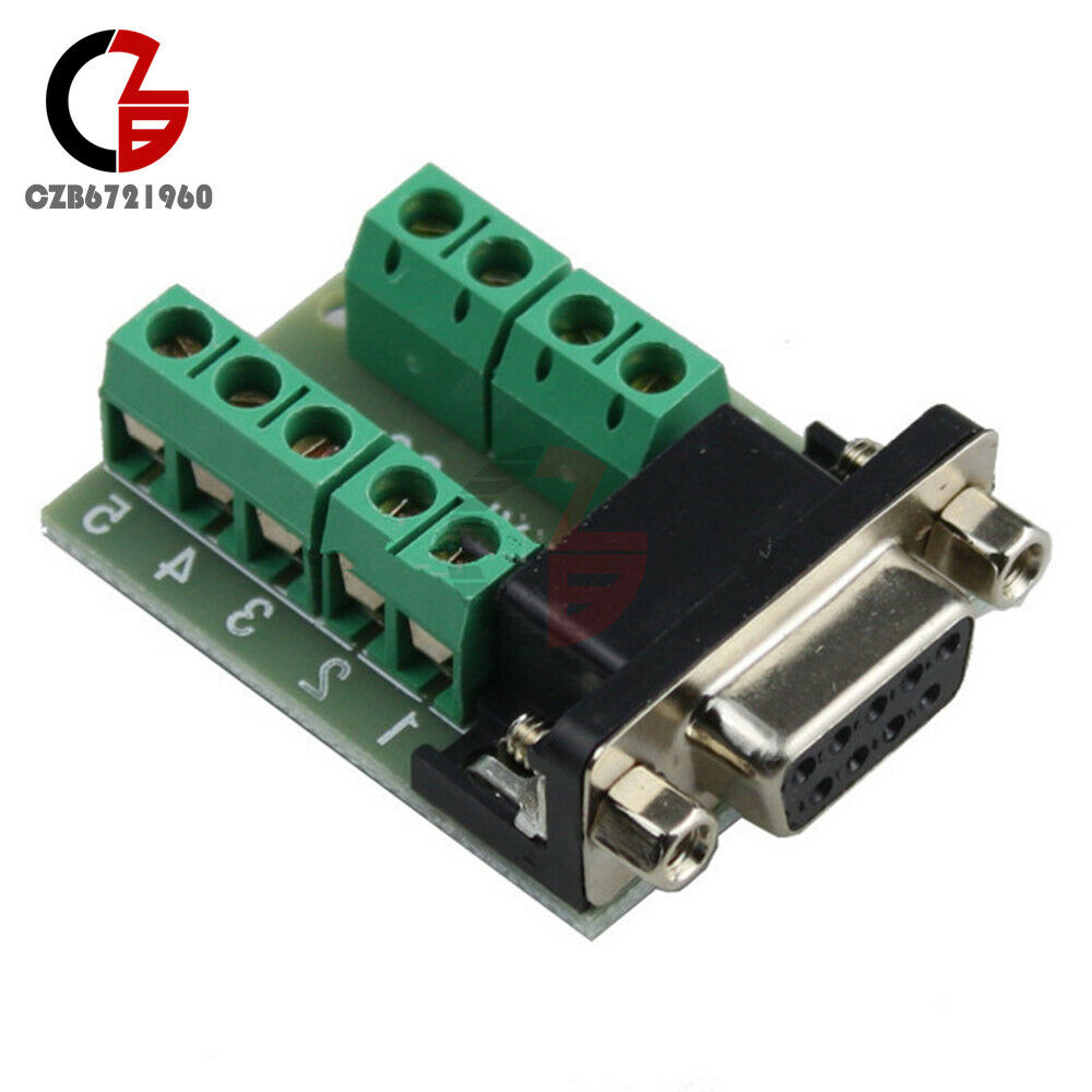 DB9 Connector Female Adapter RS232 Serial to Terminal Signals Terminal Module