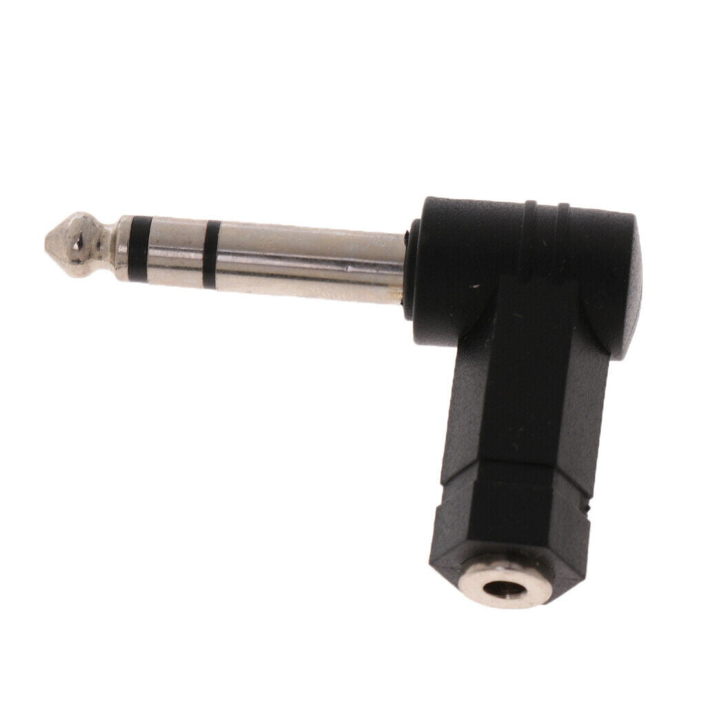 6.35mm 1/4" Plug to 3.5mm 1/8" Jack Right Angle 90° MIC Headset Audio Video